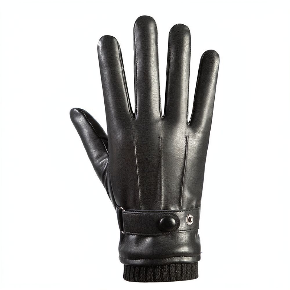 Cycling Gear Cold Weather - Thermal Leather Gloves Winter Driving Touch